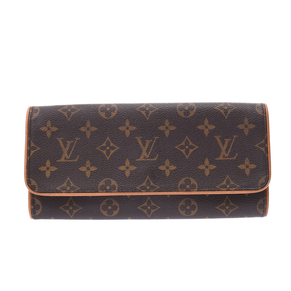 LOUIS VUITTON ルイヴィトン モノグラム ポシェットツインGM ブラウン M51852 レディース ショルダーバッグ Bランク 中古 