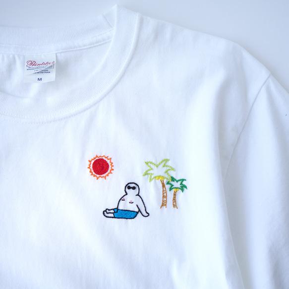 ワンポイント 刺繍 Tシャツ ( ふとっちょおじさんの夏 )