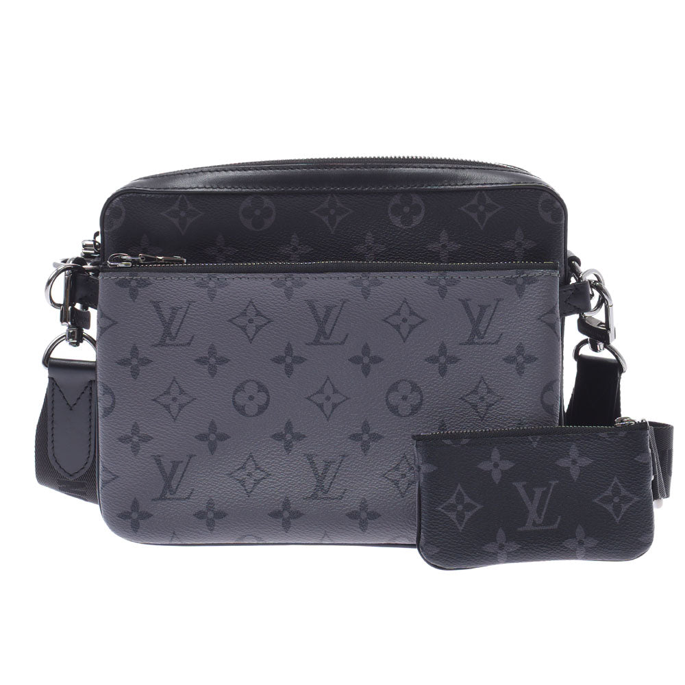 LOUIS VUITTON ルイヴィトン モノグラム エクリプス リバース トリオメッセンジャー 黒/グレー M69443 メンズ モノグラムキャンバス ショルダーバッグ Aランク 中古 