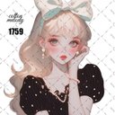 original sticker « no.1759 »     //     人物ステッカー オリジナルステッカー オリジナル人物ステッカー ステッカー cotton melody