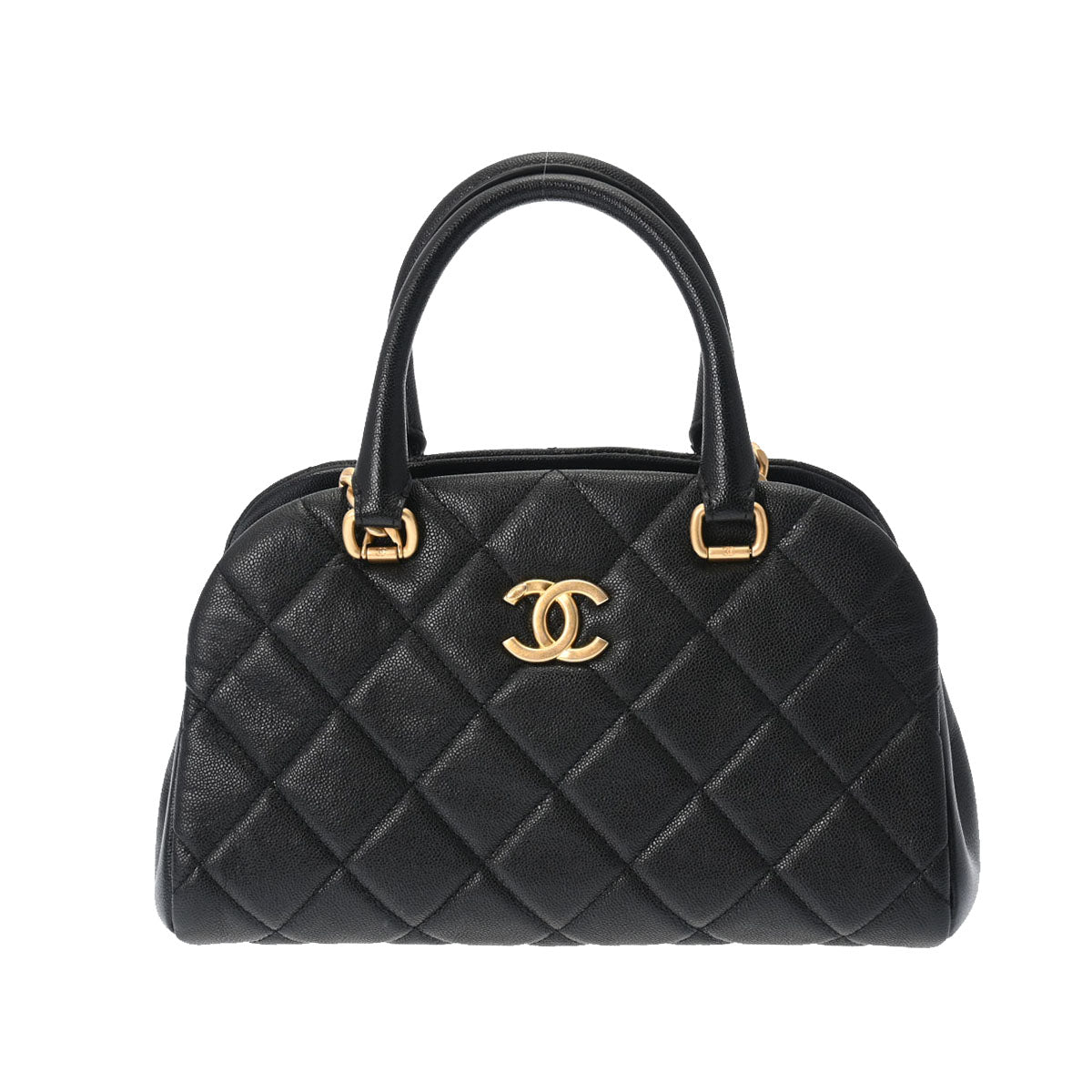 CHANEL シャネル マトラッセ ボウリングバッグ 2WAY 黒 ゴールド金具 AS3893 レディース キャビアスキン ハンドバッグ Aランク 中古 