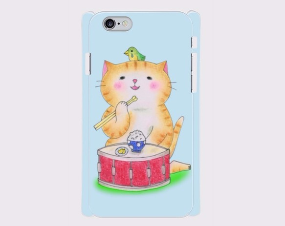 (iPhone用)スネア猫のスマホケース【楽器ねこシリーズ】