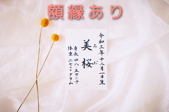 【命名書】定番の楷書体／和紙／選べる書式／ハガキ／額縁付き／送料無料