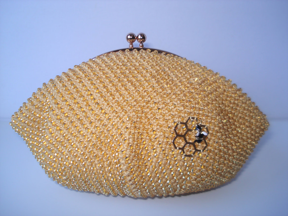 Beaded Pouch ---Honey & Honeybee-- (XL)