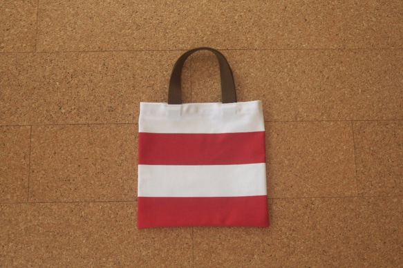 赤ボーダーのミニトート(Red border mini tote bag)