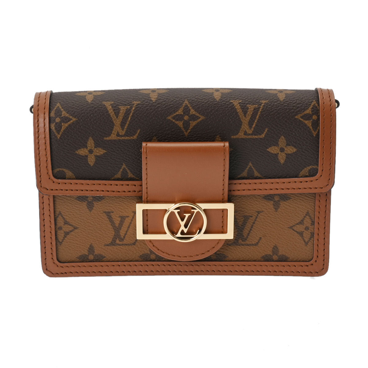 LOUIS VUITTON ルイヴィトン モノグラムリバース ポルトフォイユ ドーフィーヌ 2WAYクラッチ ブラウン M68746 レディース モノグラムキャンバス ショルダーバッグ 新同 中古 