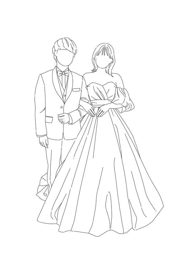 結婚式オーダーイラスト　シンプル　似顔絵