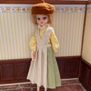 L23002 リカちゃん ブライス　ハンドメイド  服　バイカラージャンパースカート　ドットフリルブラウス　コーディネート