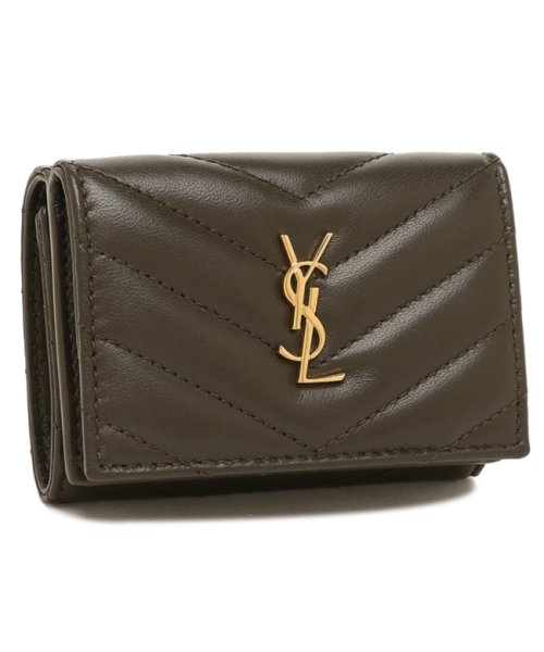 サンローランパリ 三つ折り財布 カサンドラ モノグラム カーキ レディース SAINT LAURENT PARIS 668274 AAA44 3212