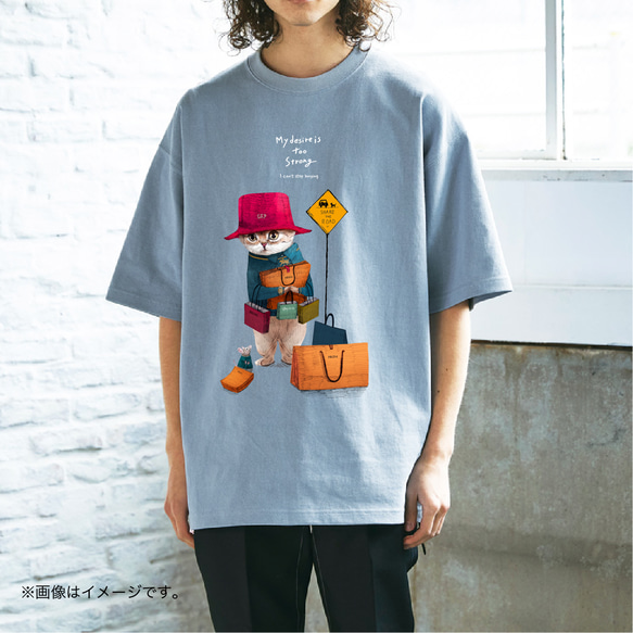 厚みのあるBIGシルエットTシャツ「物欲のあるネコ」/送料無料