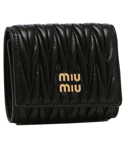 ミュウミュウ 三つ折り財布 マテラッセレザー ミニ財布 ブラック レディース MIU MIU 5MH033 2FPP F0002