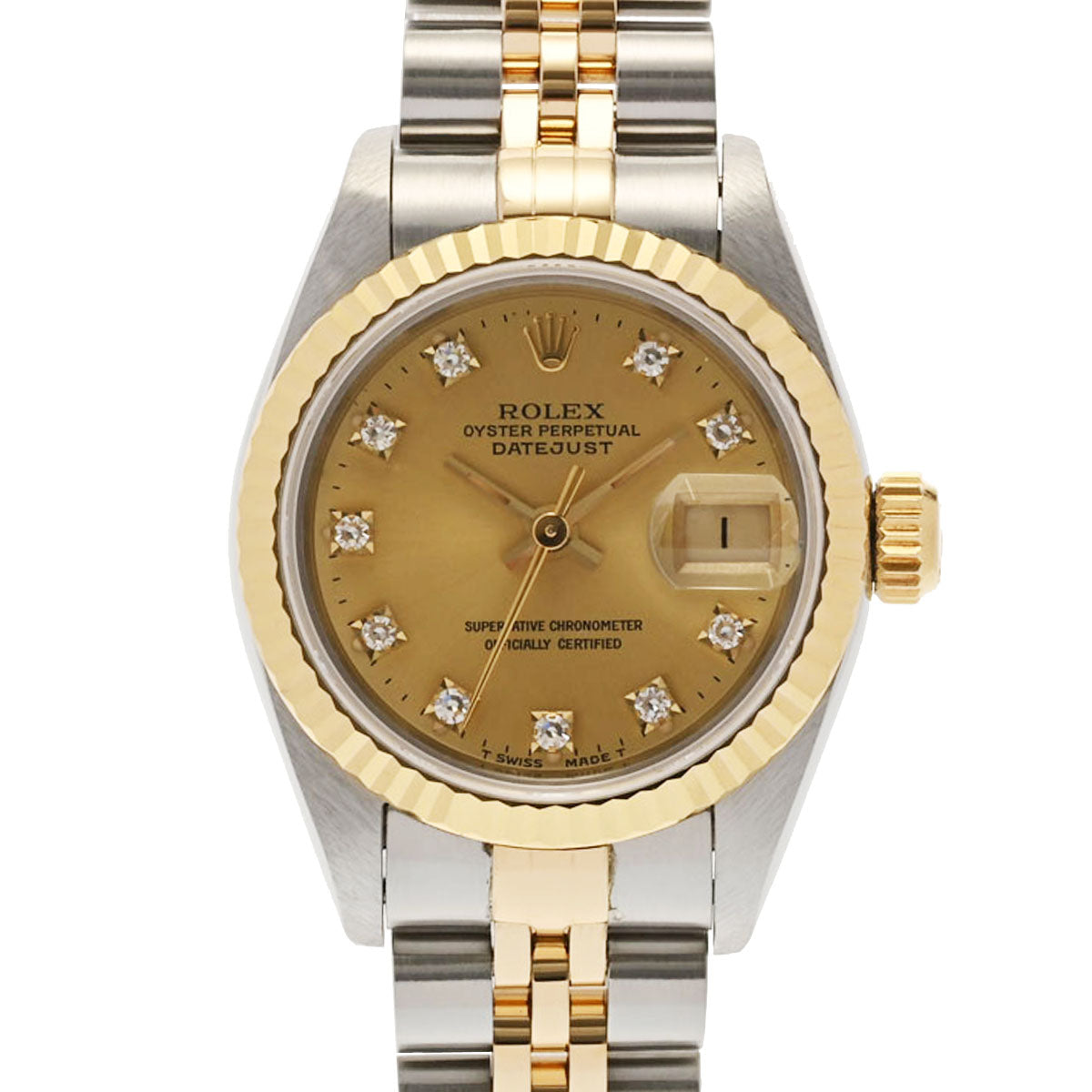 ROLEX ロレックス デイトジャスト 10Pダイヤ 69173G レディース YG/SS 腕時計 自動巻き シャンパン文字盤 Aランク 中古 