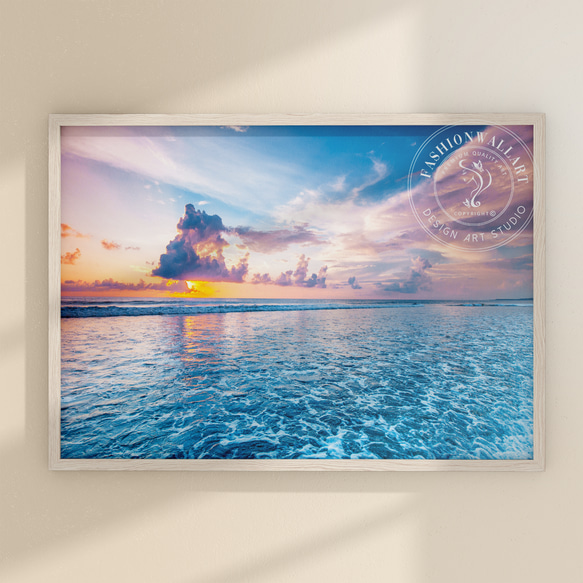 Ocean 夕焼けの海の風景 光輝く海面 インテリアポスター 海外アート / 5273