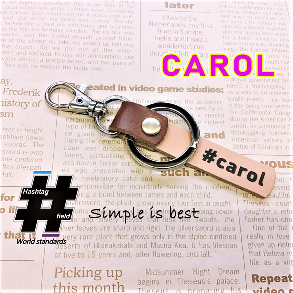 #CAROL 本革ハンドメイド ハッシュタグキーホルダー マツダ キャロル