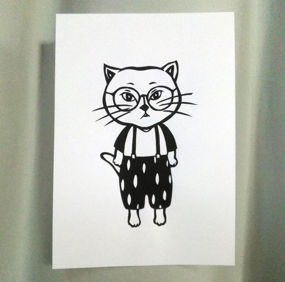 【切り絵】原画　A5サイズ　cat3