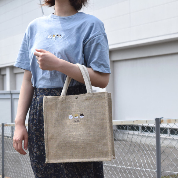 【夏の福袋】柴犬刺繍Tシャツ&サマーバッグセット 《アシッドブルー》ジュートバッグ ビッグシルエット ユニセックス