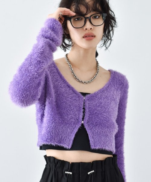 CODE A ｜ shaggy cropped cardigan