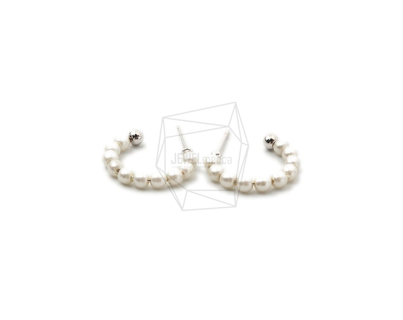 ERG-1527-R【2個入り】パールCシェイプピアス,Pearl C shape Post  Earring