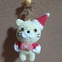 【送料込】クリスマスあみぐるみキーホルダー・ねこさん