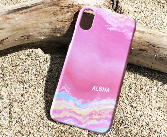 名入れ♪THE OCEAN ★iPhone&Android★ オーシャン スマホケース SUNSET PINK