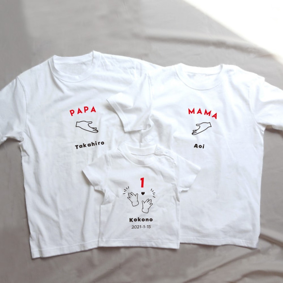 お誕生日仕様♡名入れファミリーTシャツセット PAPA,MAMA,KIDDIE 親子 家族 バースデー