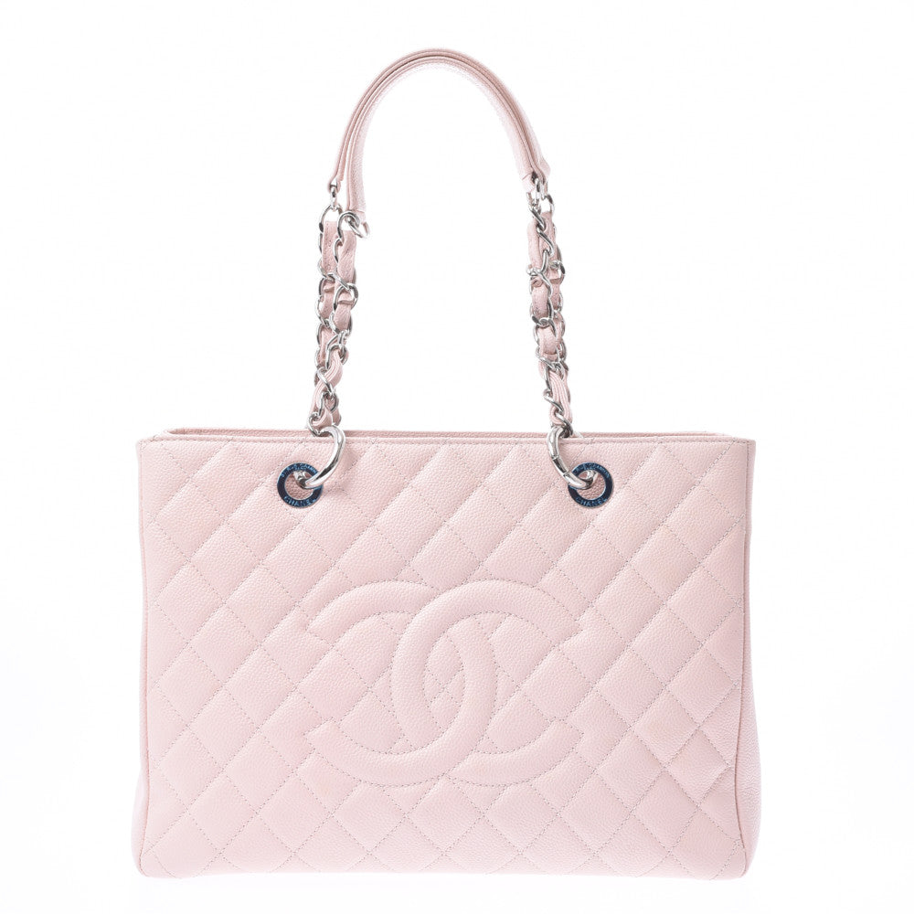 CHANEL シャネル マトラッセ チェーントートバッグ  ピンク シルバー金具 レディース キャビアスキン トートバッグ Aランク 中古 