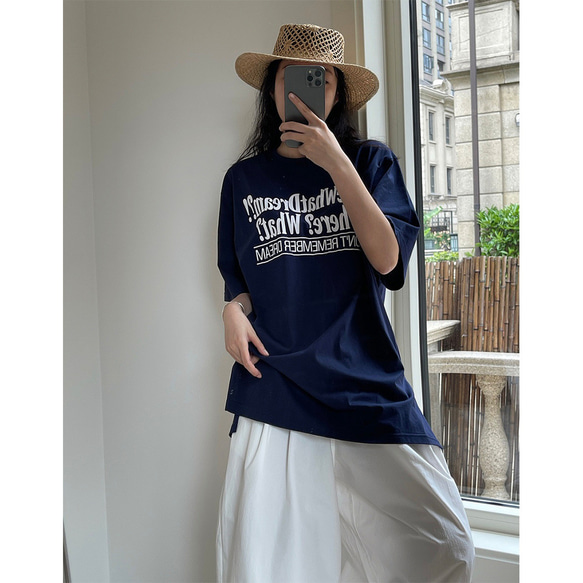 韓国風　シンプル　ファッション　ラウンドネック　ゆったり　純綿　アルファベットプリント　Ｔシャツ　Z2118