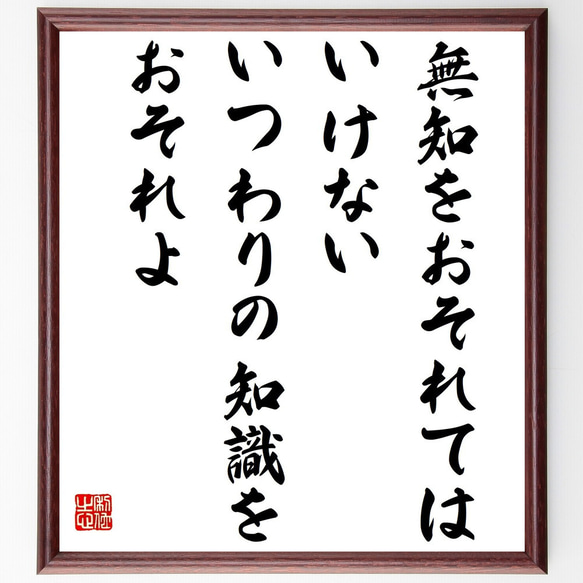 パスカルの名言「無知をおそれてはいけない、いつわりの知識をおそれよ」／額付き書道色紙／受注後直筆(Y5294)