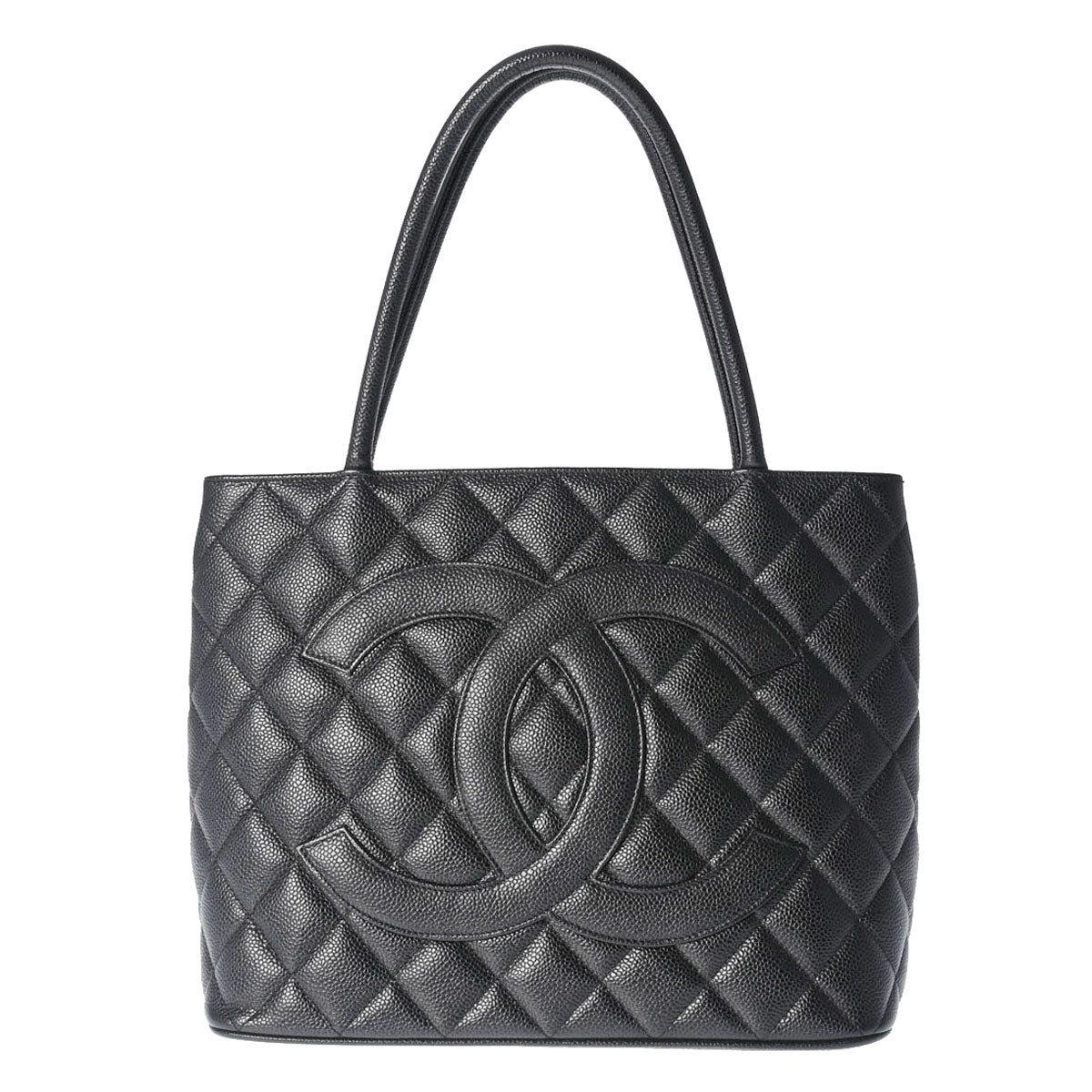 CHANEL シャネル 復刻トート 黒 シルバー金具 レディース キャビアスキン トートバッグ Aランク 中古 