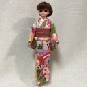 ジェニー・Momoko　着物　うぐいす色・古典花柄