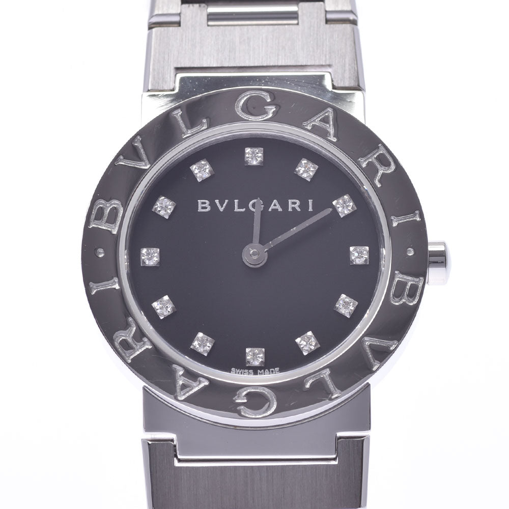 BVLGARI ブルガリ ブルガリブルガリ26 12Pダイヤ BB26SS レディース SS 腕時計 クオーツ 黒文字盤 Aランク 中古 