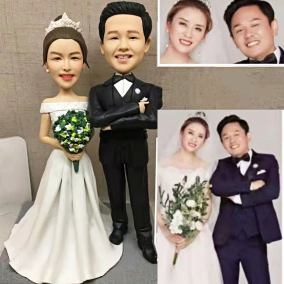 オーダーメイド お写真入から 3D 肖像画 似顔絵 人形 フィギュア 結婚祝い・周年記念日 夫婦 カップル  両親贈呈品