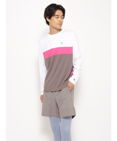 for RUN ドライスムースpr スリーカラーライン長袖Tシャツ MENS