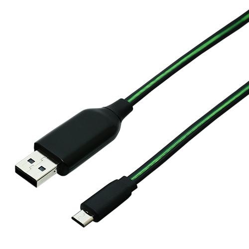 ミヨシ SLE-M10／GN LED付きUSBケーブル microUSB端子 グリーン 1m