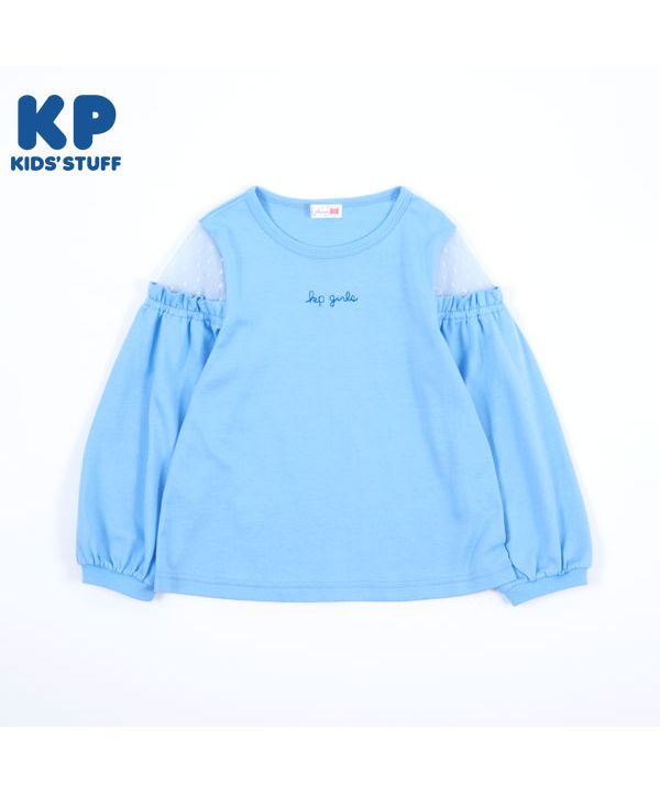 ケーピー/KP(ケーピー)【日本製】肩ドットチュールの長袖Tシャツ(140～160)