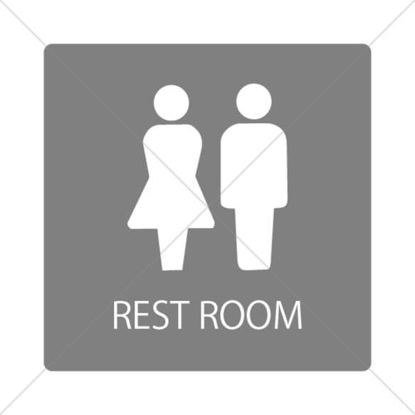 トイレサイン！【トイレマーク・ルームサイン】男女でシンプルに大人っぽくお洒落に！RESTROOM色付きシール！