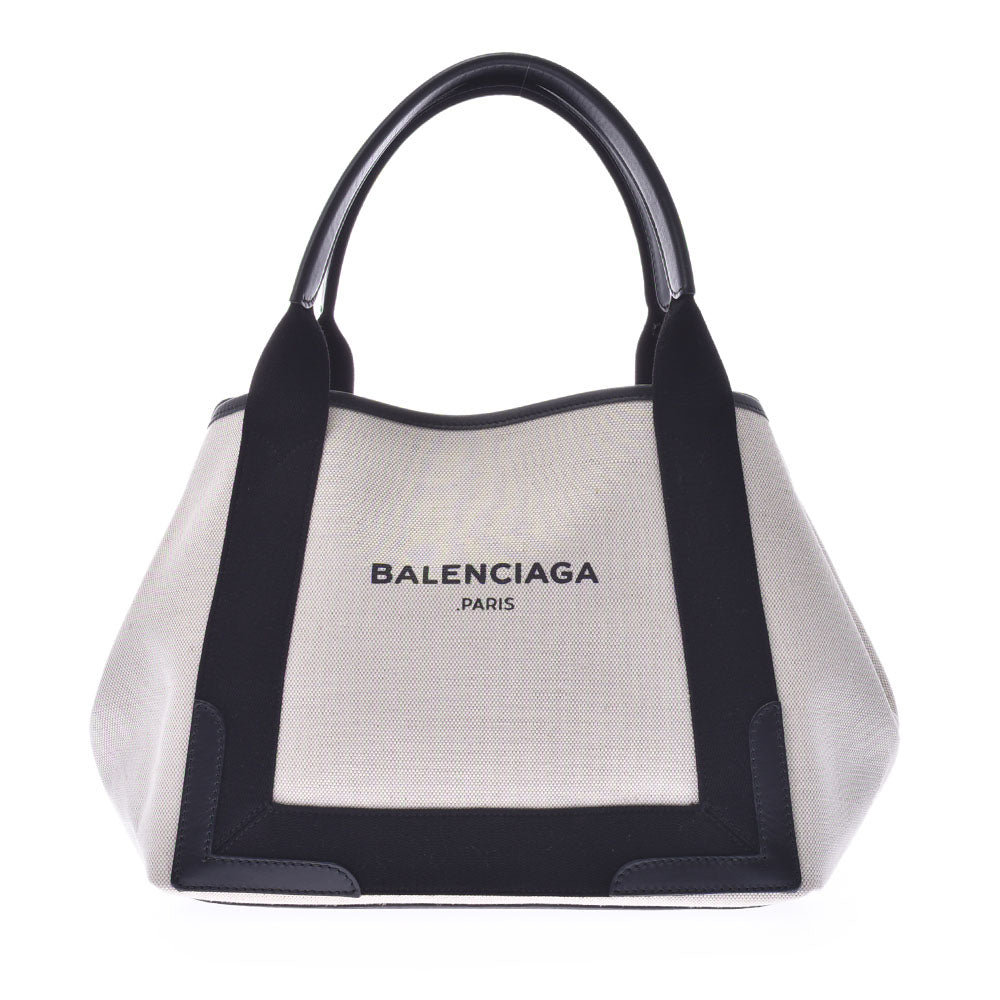 BALENCIAGA バレンシアガ ネイビーカバスS 黒 レディース キャンバス ハンドバッグ Aランク 中古 