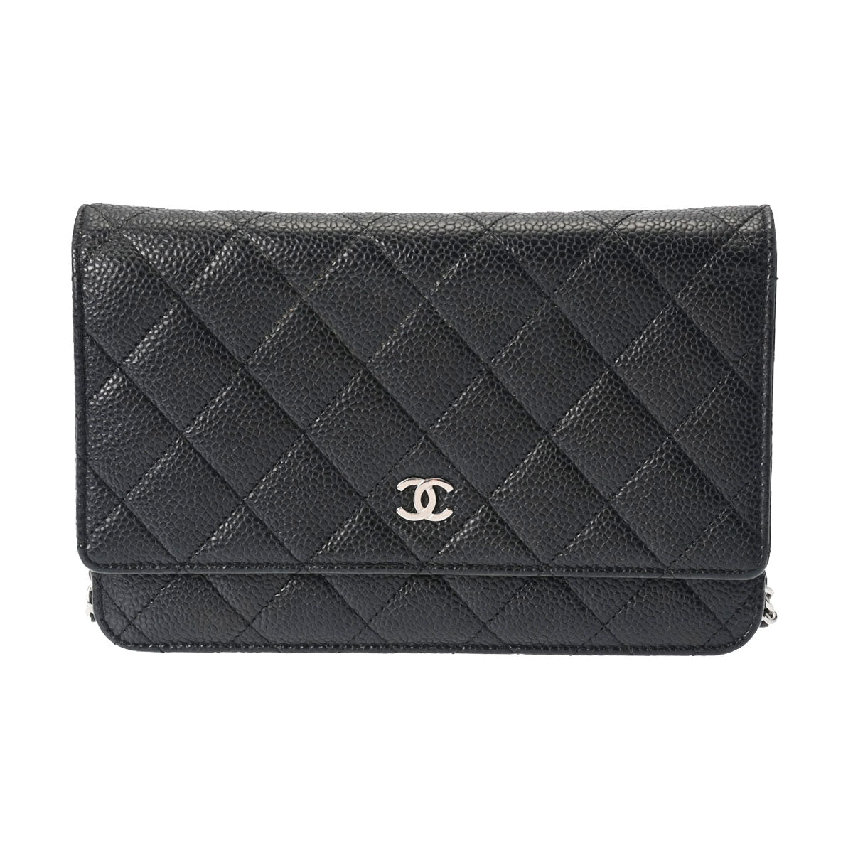 CHANEL シャネル マトラッセ チェーンウォレット 黒 シルバー金具 レディース キャビアスキン ショルダーバッグ Bランク 中古 