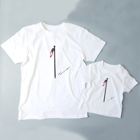 tent peg. ペグTシャツ ホワイト 名入れOK