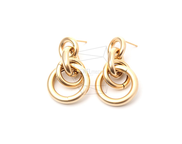 ERG-1038-MG【2個入り】リンクサークルピアス/Linked Circle Earrings Post Earr