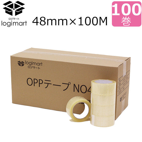 【ケース単位】ロジマート OPPテープ 100巻 【NO42】 透明 48mm×100M 51z42-100 1セット（直送品）