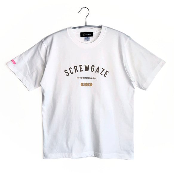 【リンクコーデにも】シンプルロゴプリント　Tシャツ　白/ホワイト　6.2oz  綿100%　メンズ　レディース