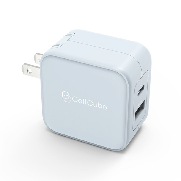 CellCube 2ポートUSB-C Fast Charger (12w + PD20w) ライトブルー CC-AC07-0573