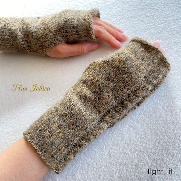 Fingerless Gloves　#17  Color.3　キャメル×ブラック