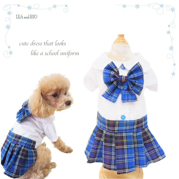 ワンピース ドレス 制服風 タータンチェック ドックウェア 犬用 服 犬服 犬の服 猫 猫服 ペット GC6