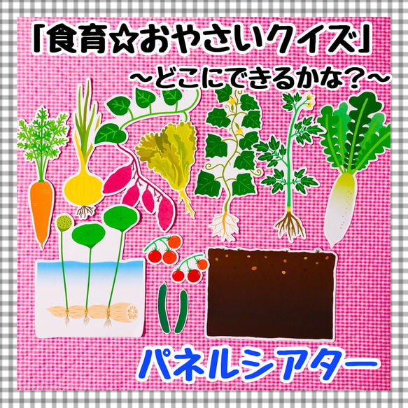 パネルシアター　食育☆おやさいクイズ　野菜　保育知育教材　幼稚園　療育　誕生会　発達 春夏秋冬