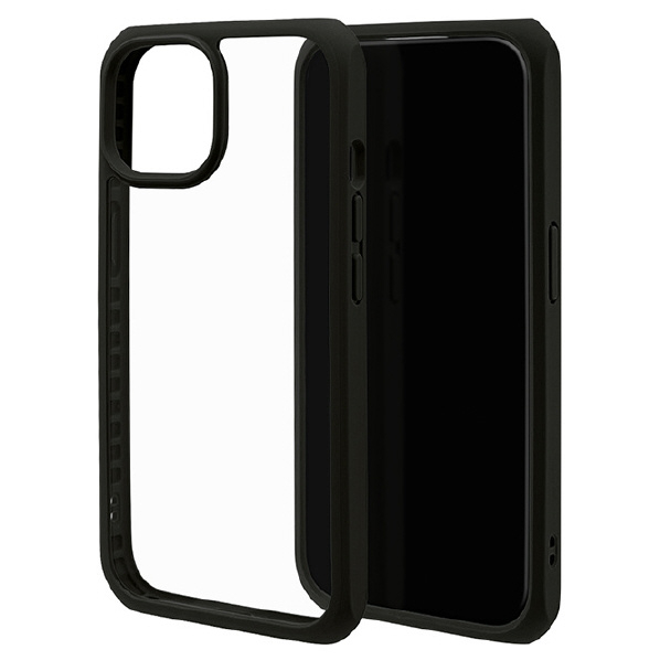 ラスタバナナ iPhone 15/14/13用ハイブリッドケース TPU×アクリル ブラック×クリア 7627IP361HB