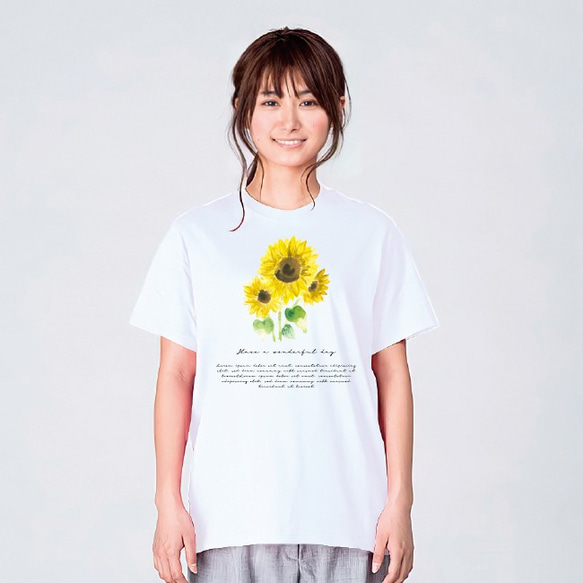 ひまわり 花柄 Tシャツ メンズ レディース かわいい 白 夏 プレゼント 大きいサイズ 綿100