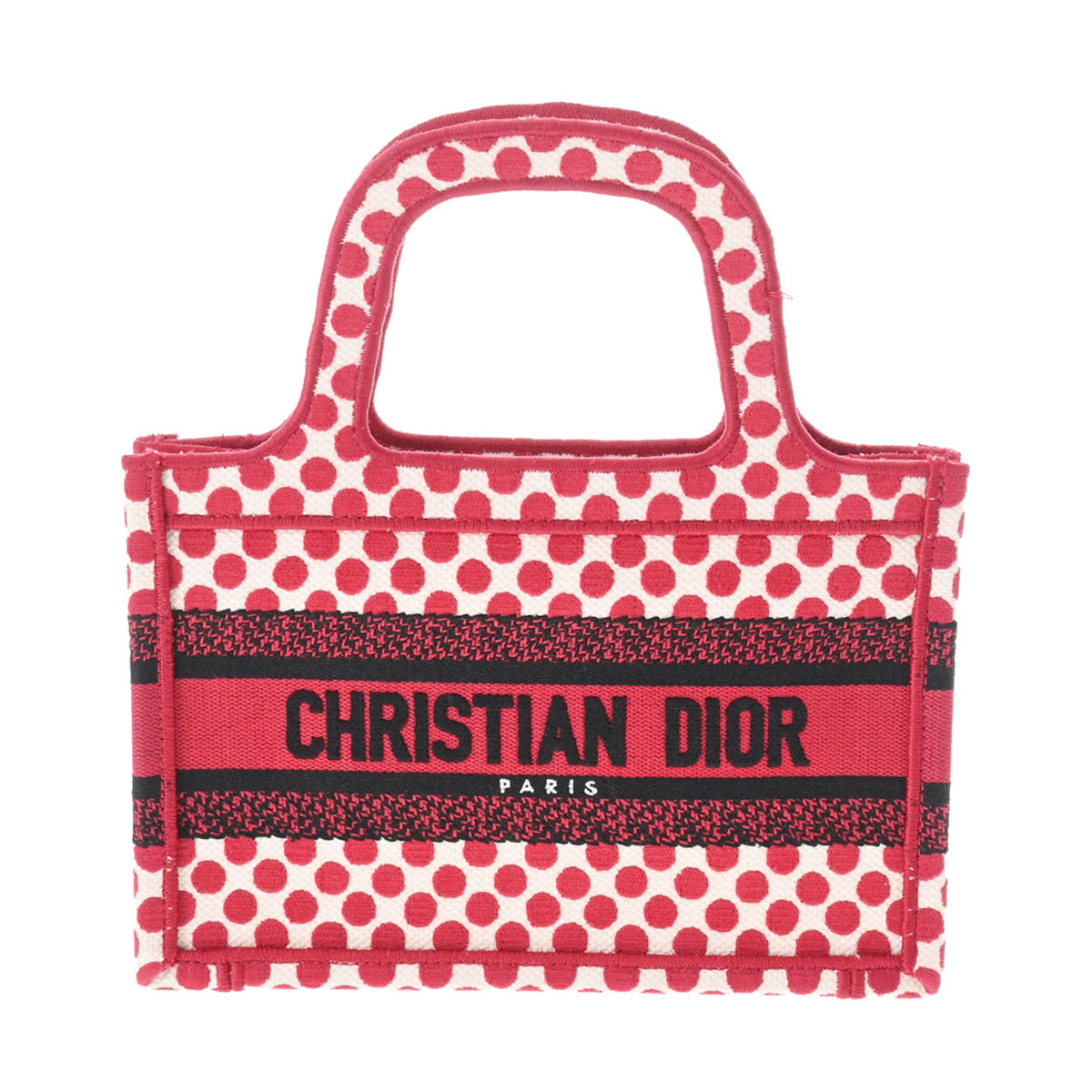 【2024年最新】 CHRISTIAN DIOR クリスチャンディオール ブックトート ミニ ドット柄 赤/白 レディース キャンバス トートバッグ 新同 中古 