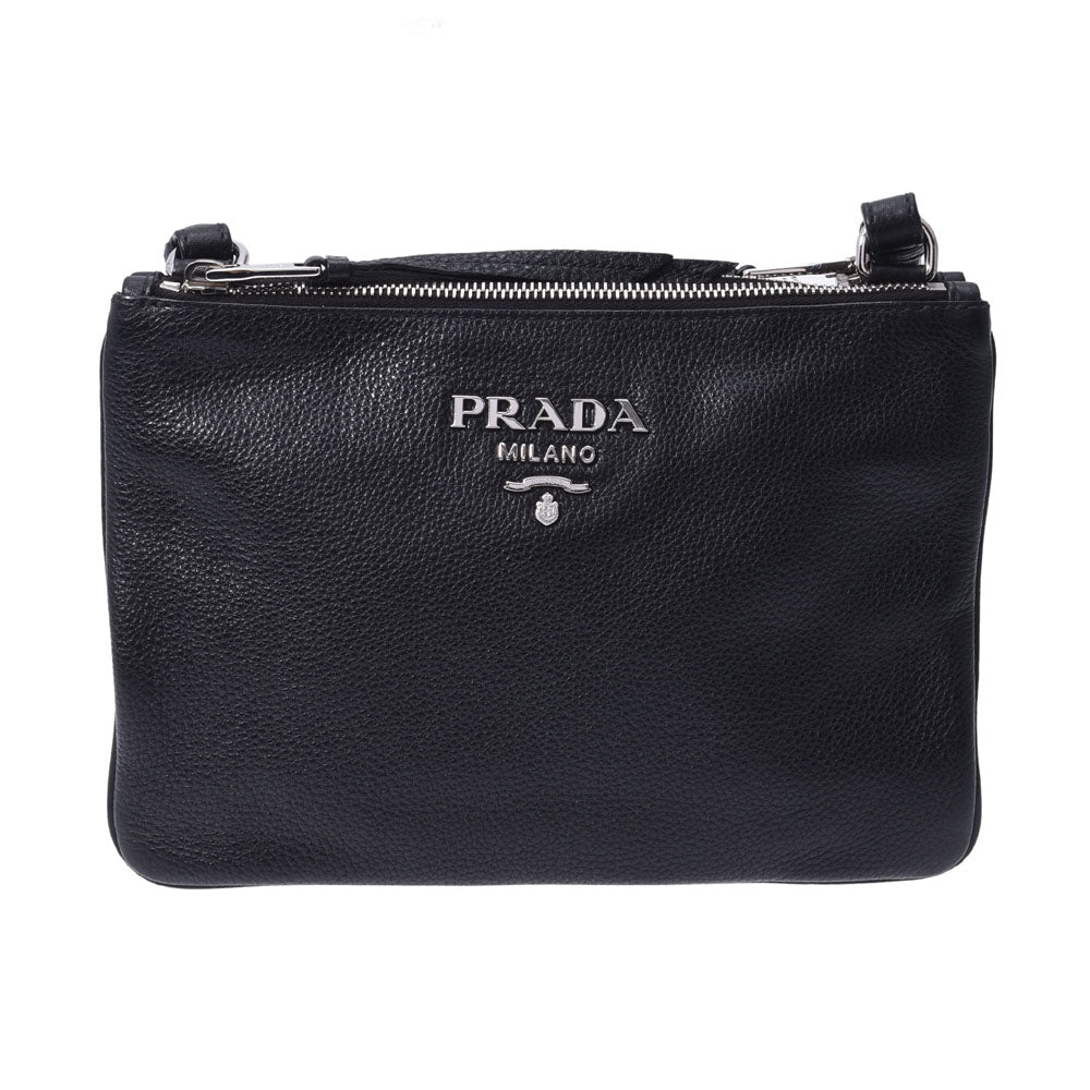 PRADA プラダ ヴィッテロフェニックス 黒 ユニセックス レザー ショルダーバッグ ABランク 中古 